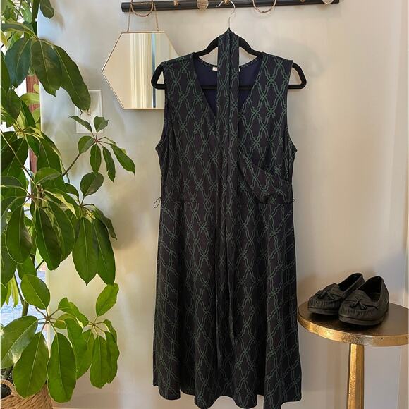 41 Hawthorn XL Wrap Dress | Navy Green Geometric Sleeveless Business Capsule EUC - Picture 1 of 8
